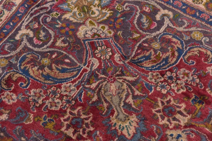 Detail image of 7' 6 x 10' 4 Hand Knotted Mashad Persian Wool Rug