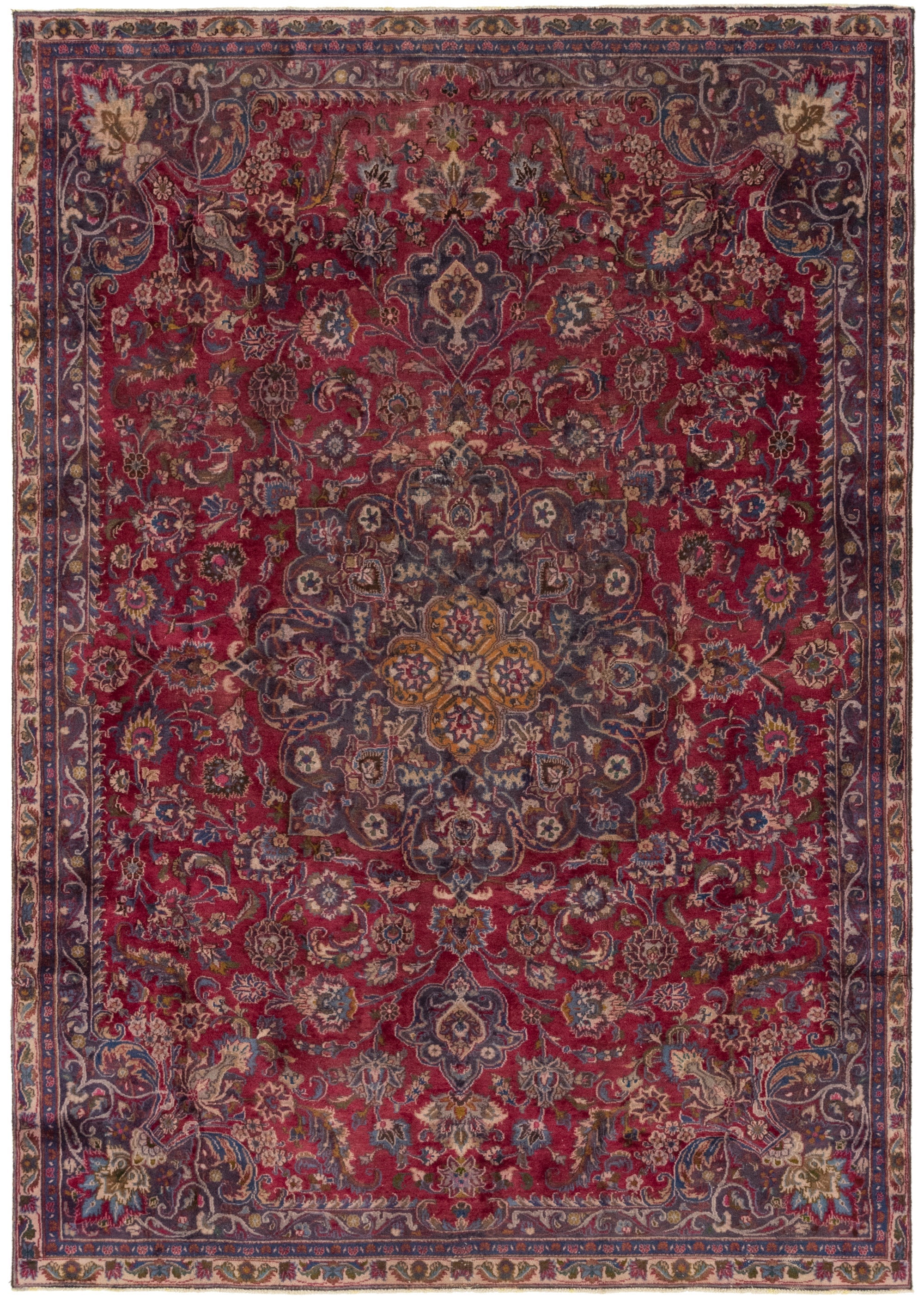 7' 6 x 10' 4 Hand Knotted Mashad Persian Wool Rug