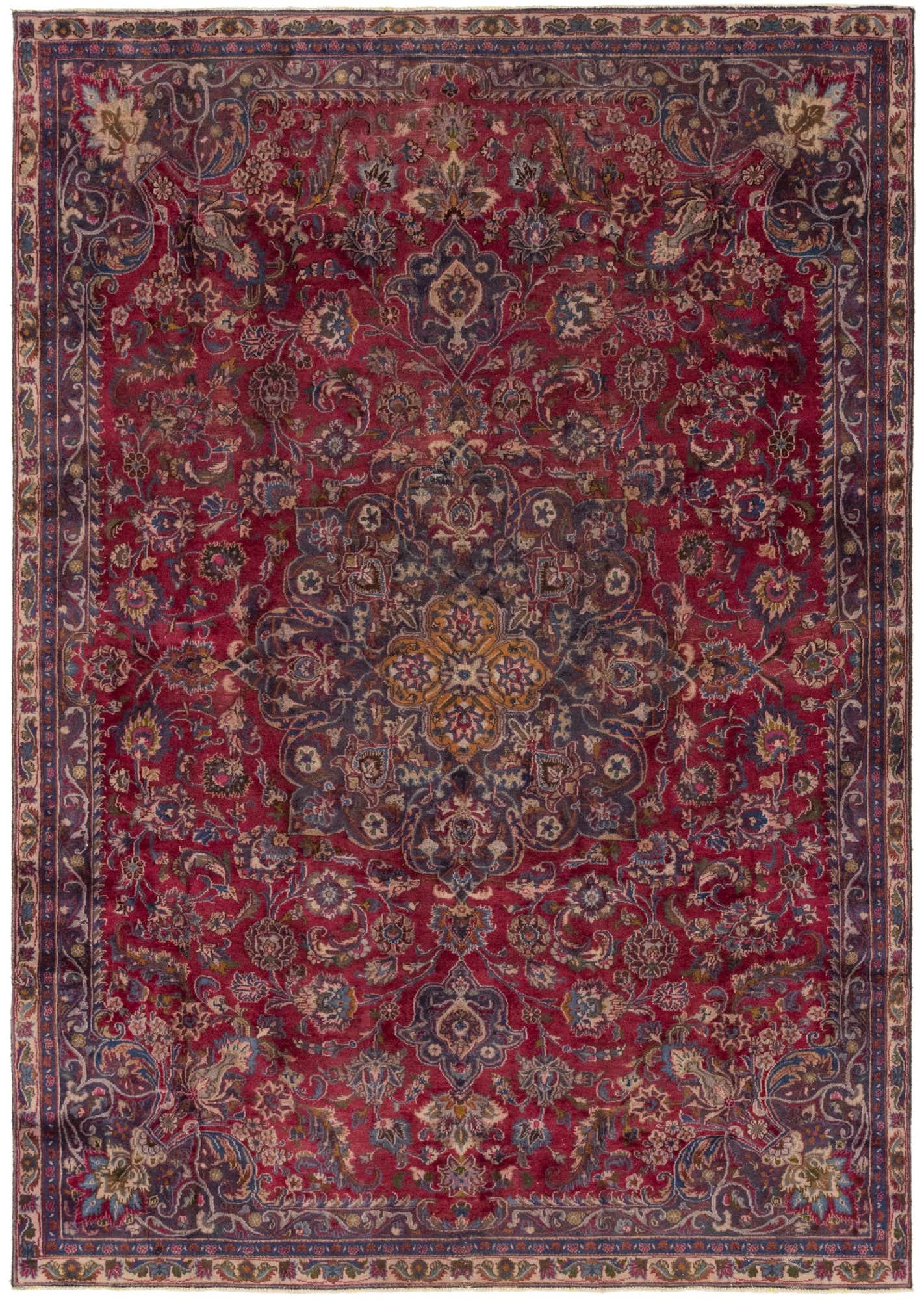 7' 6 x 10' 4 Hand Knotted Mashad Persian Wool Rug