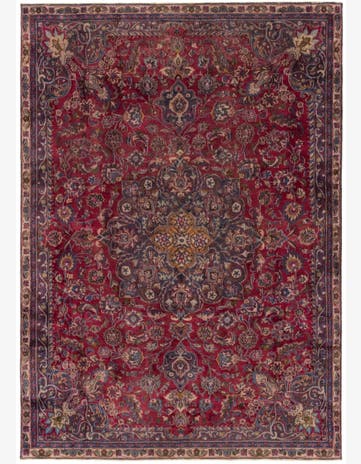 7' 6 x 10' 4 Hand Knotted Mashad Persian Wool Rug