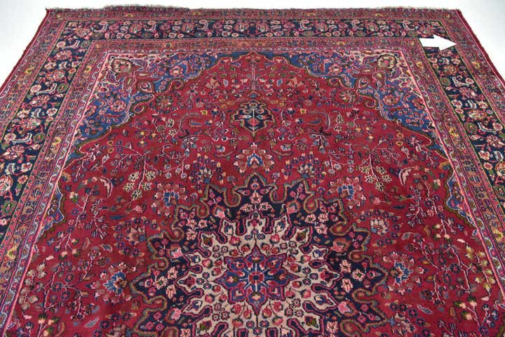 9' 8 x 12' 8 Hand Knotted Mashad Persian Wool Rug