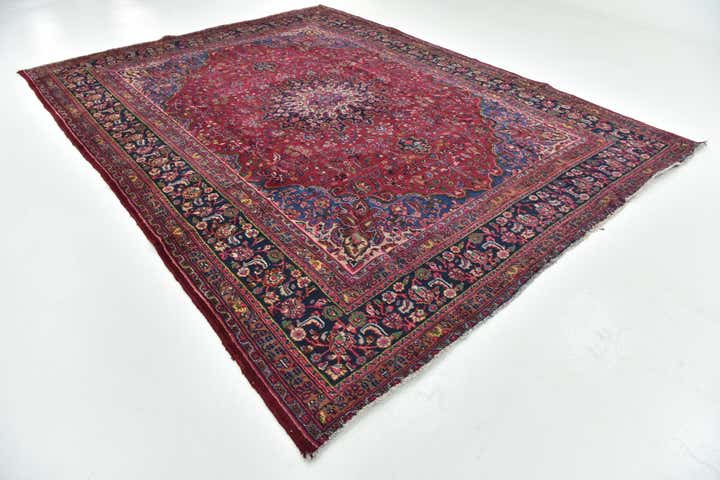 9' 8 x 12' 8 Hand Knotted Mashad Persian Wool Rug