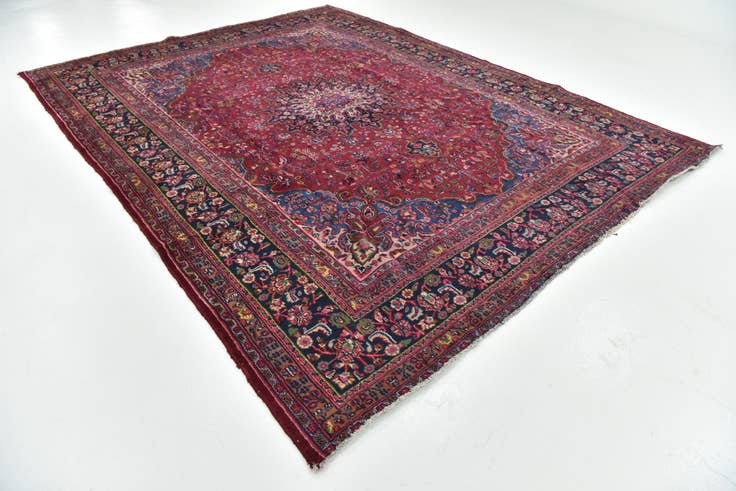 Detail image of 9' 8 x 12' 8 Hand Knotted Mashad Persian Wool Rug