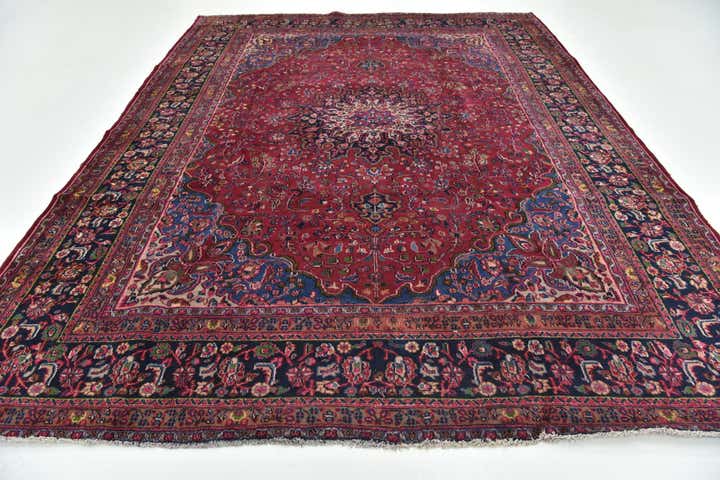 9' 8 x 12' 8 Hand Knotted Mashad Persian Wool Rug