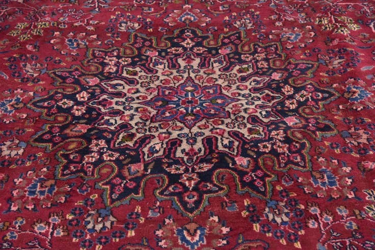 Detail image of 9' 8 x 12' 8 Hand Knotted Mashad Persian Wool Rug