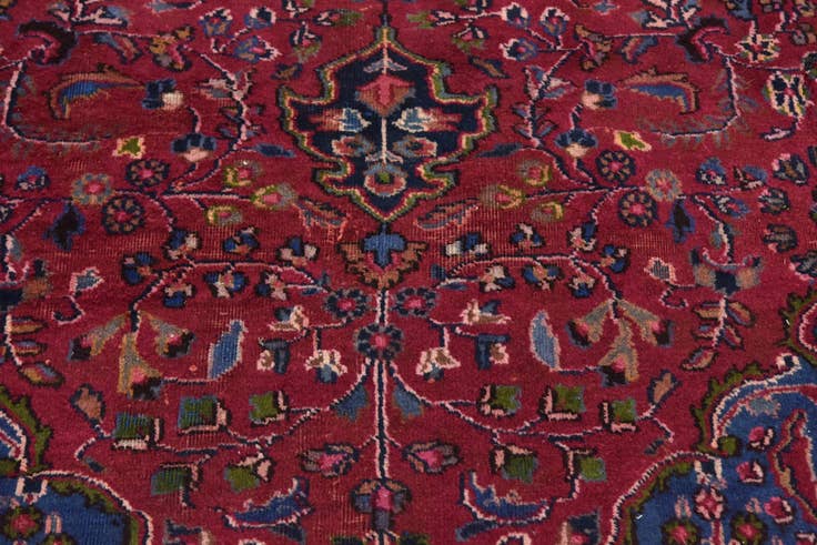 Detail image of 9' 8 x 12' 8 Hand Knotted Mashad Persian Wool Rug