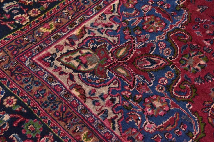 Detail image of 9' 8 x 12' 8 Hand Knotted Mashad Persian Wool Rug