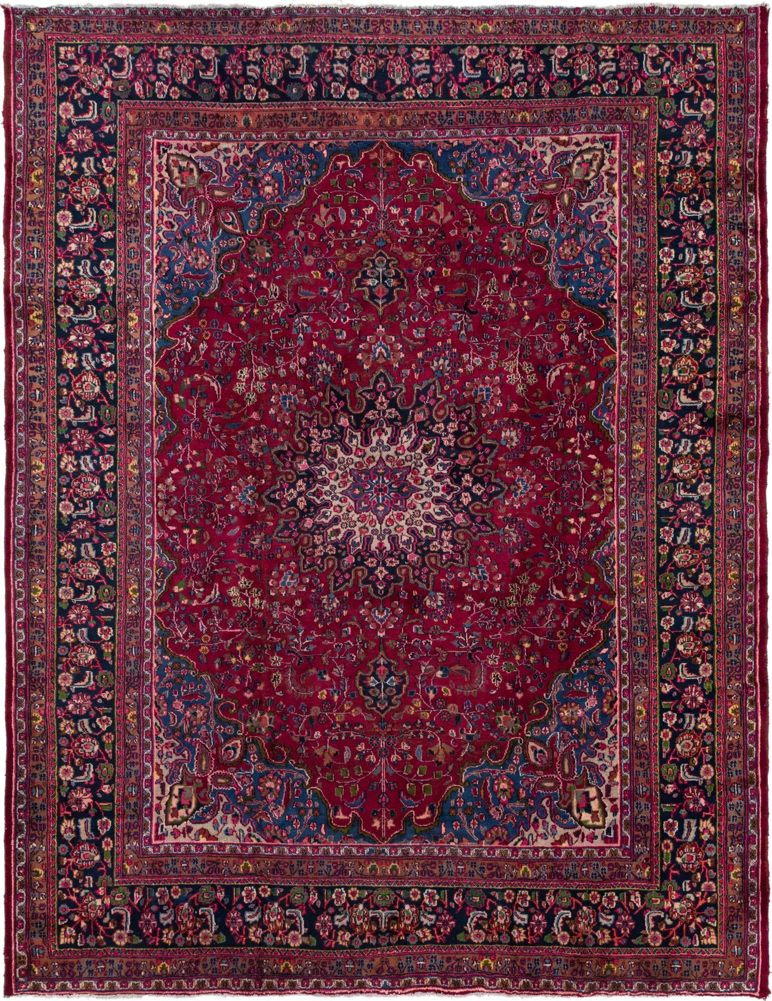 9' 8 x 12' 8 Hand Knotted Mashad Persian Wool Rug