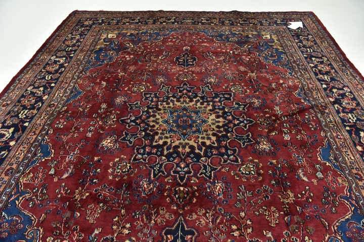 9' 7 x 12' 2 Hand Knotted Mashad Persian Wool Rug