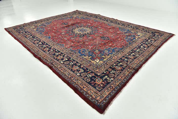 9' 7 x 12' 2 Hand Knotted Mashad Persian Wool Rug
