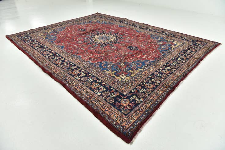 Detail image of 9' 7 x 12' 2 Hand Knotted Mashad Persian Wool Rug