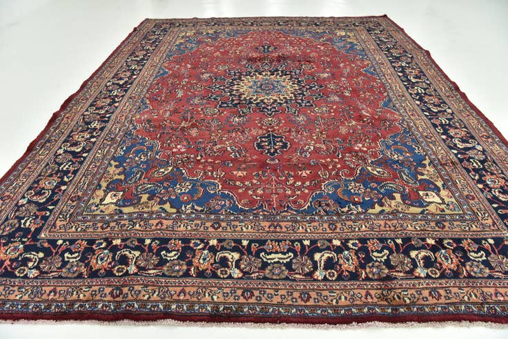 Detail image of 9' 7 x 12' 2 Hand Knotted Mashad Persian Wool Rug