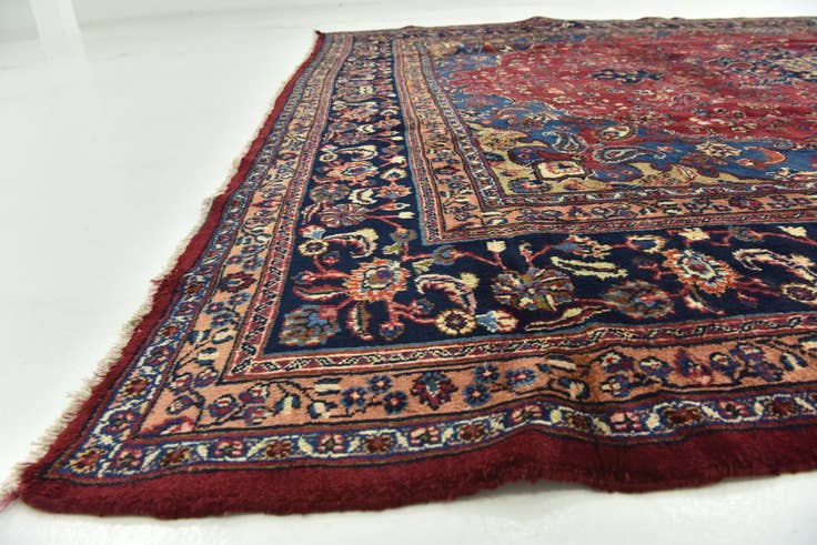 Detail image of 9' 7 x 12' 2 Hand Knotted Mashad Persian Wool Rug