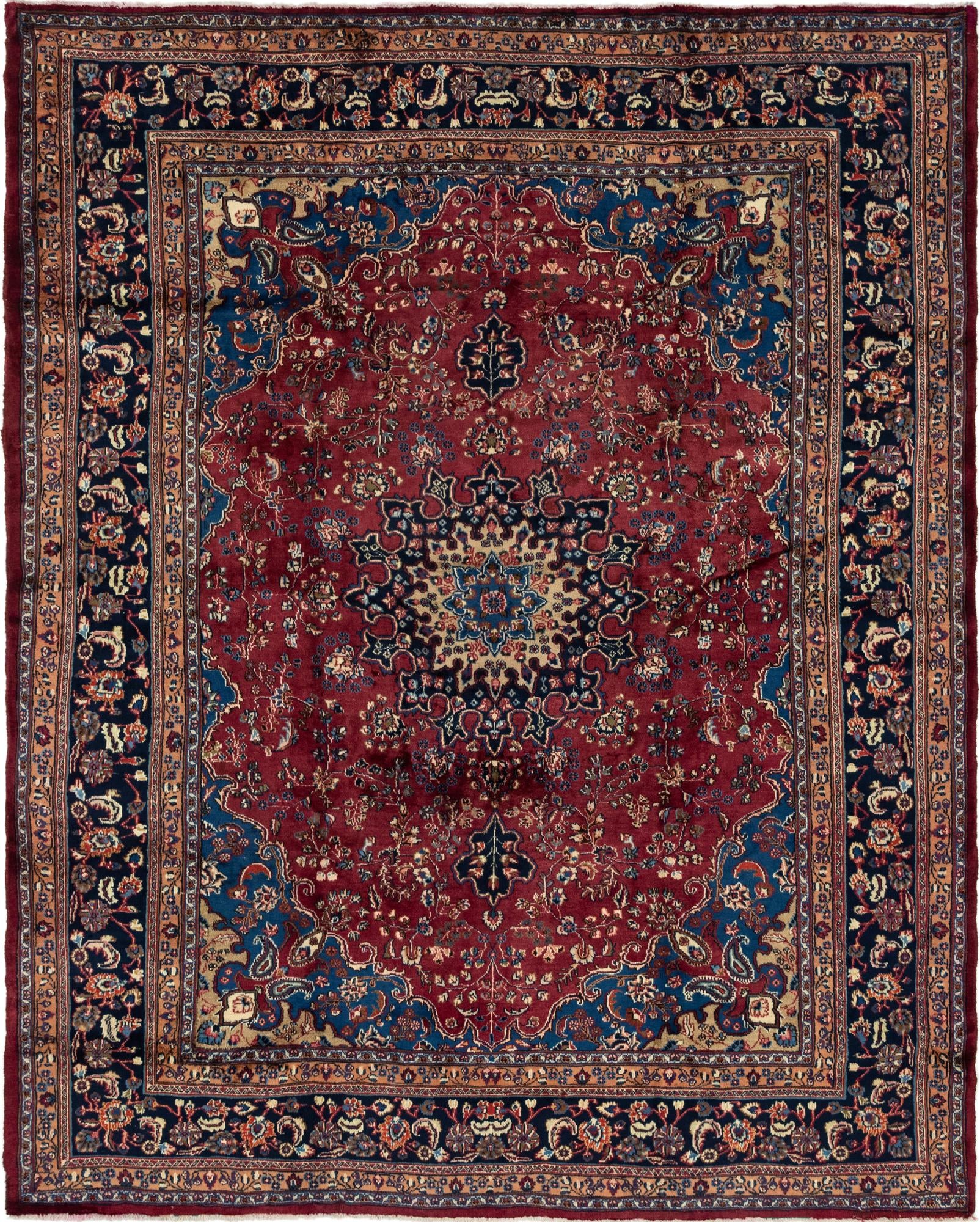 9' 7 x 12' 2 Hand Knotted Mashad Persian Wool Rug