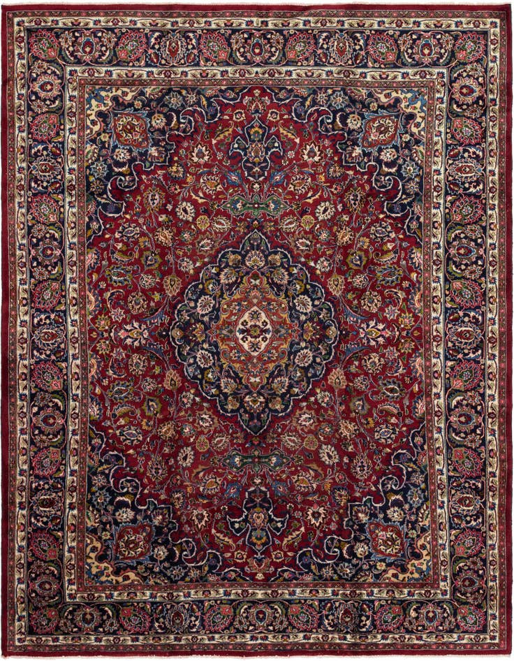 Detail image of 9' 9 x 12' 8 Hand Knotted Mashad Persian Wool Rug