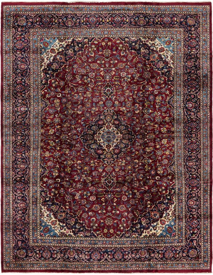 Detail image of 9' 7 x 13' 4 Hand Knotted Mashad Persian Wool Rug