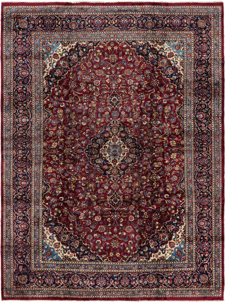 9' 7 x 13' 4 Hand Knotted Mashad Persian Wool Rug