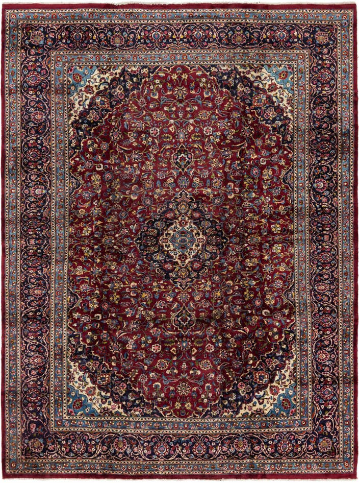 Detail image of 9' 7 x 13' 4 Hand Knotted Mashad Persian Wool Rug