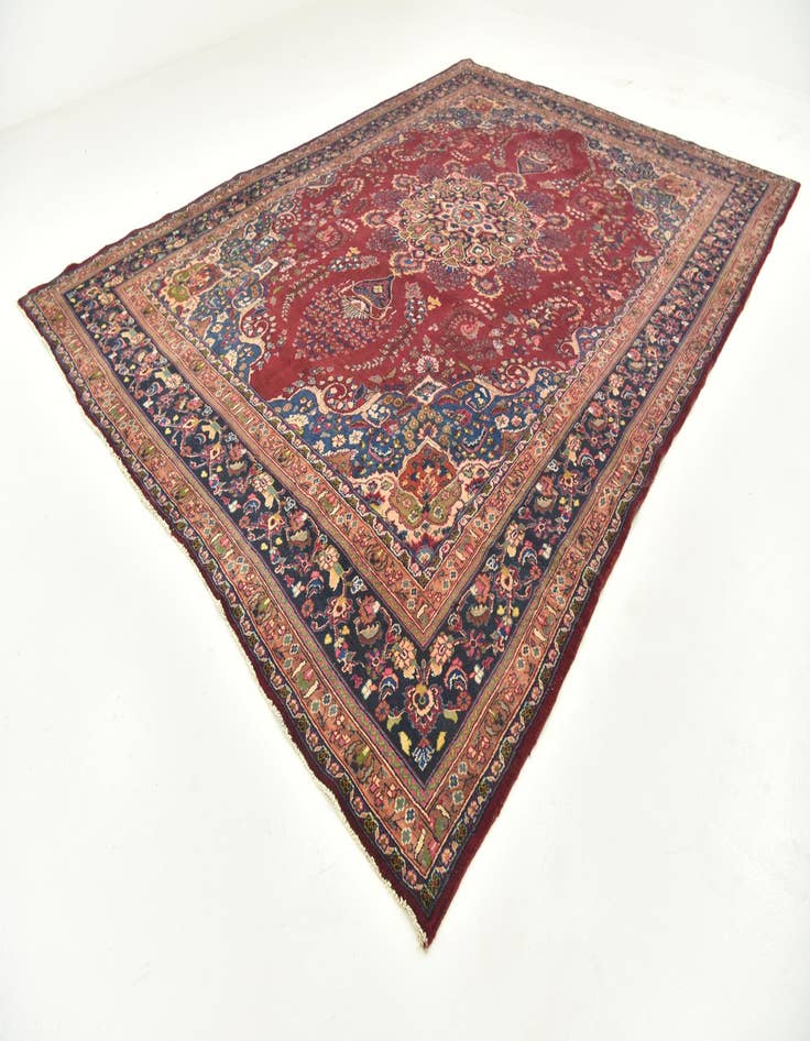 Detail image of 9' 9 x 13'  Hand Knotted Mashad Persian Wool Rug