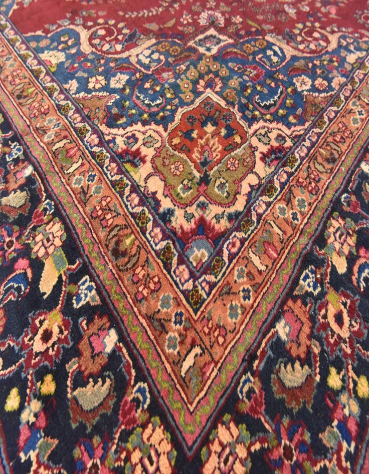Detail image of 9' 9 x 13'  Hand Knotted Mashad Persian Wool Rug