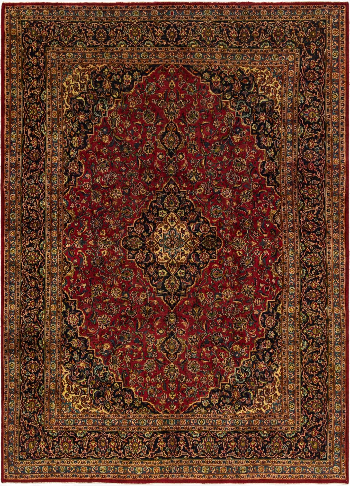 9' 6 x 13' 4  Hand Knotted Mashad Persian Wool Rug