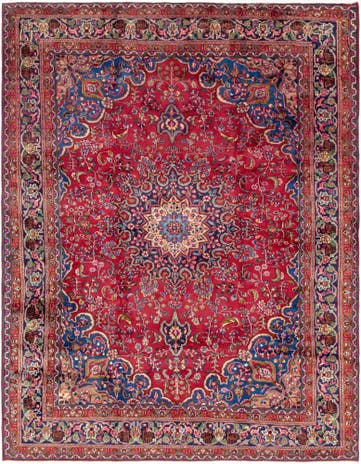 9' 8 x 12' 5 Hand Knotted Mashad Persian Wool Rug