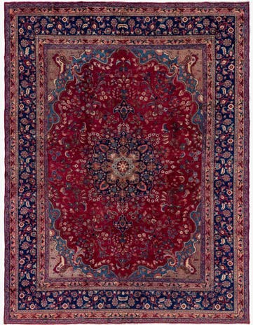 9' 8 x 12' 6 Hand Knotted Mashad Persian Wool Rug