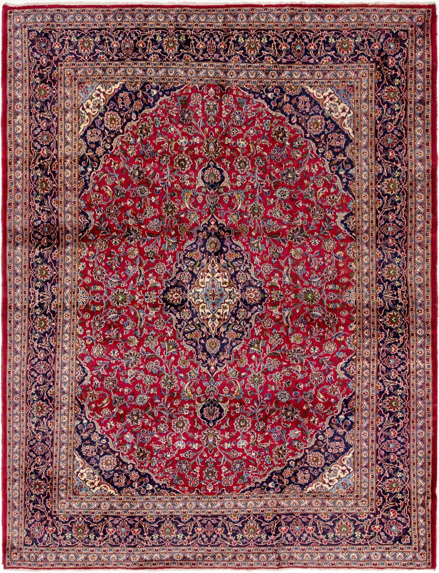 9' 8 x 12' 8  Hand Knotted Mashad Persian Wool Rug