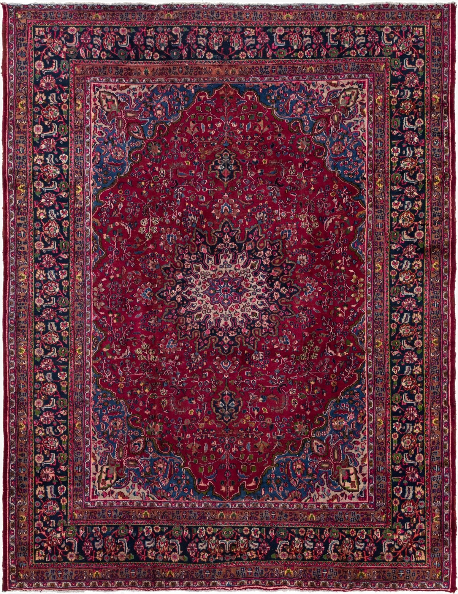 9' 8 x 12' 8  Hand Knotted Mashad Persian Wool Rug