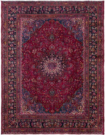 9' 8 x 12' 8 Hand Knotted Mashad Persian Wool Rug