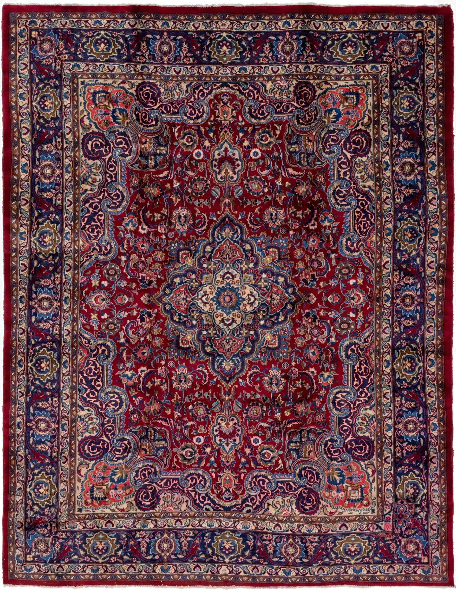 9' 9 x 12' 9  Hand Knotted Mashad Persian Wool Rug