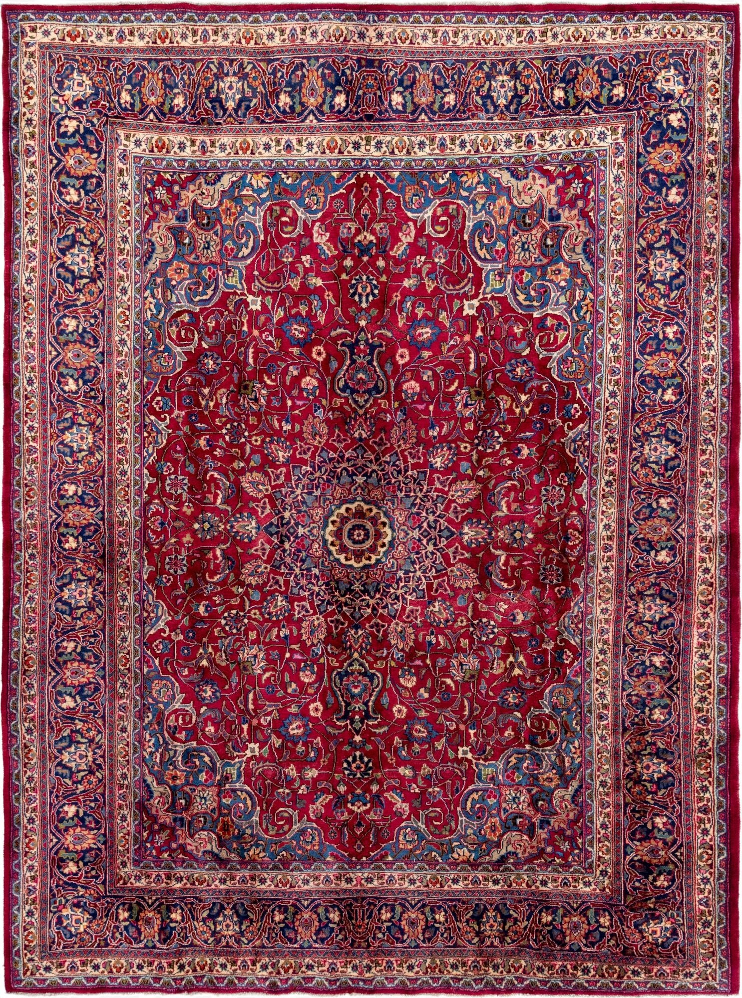 9' 6 x 12' 9  Hand Knotted Mashad Persian Wool Rug