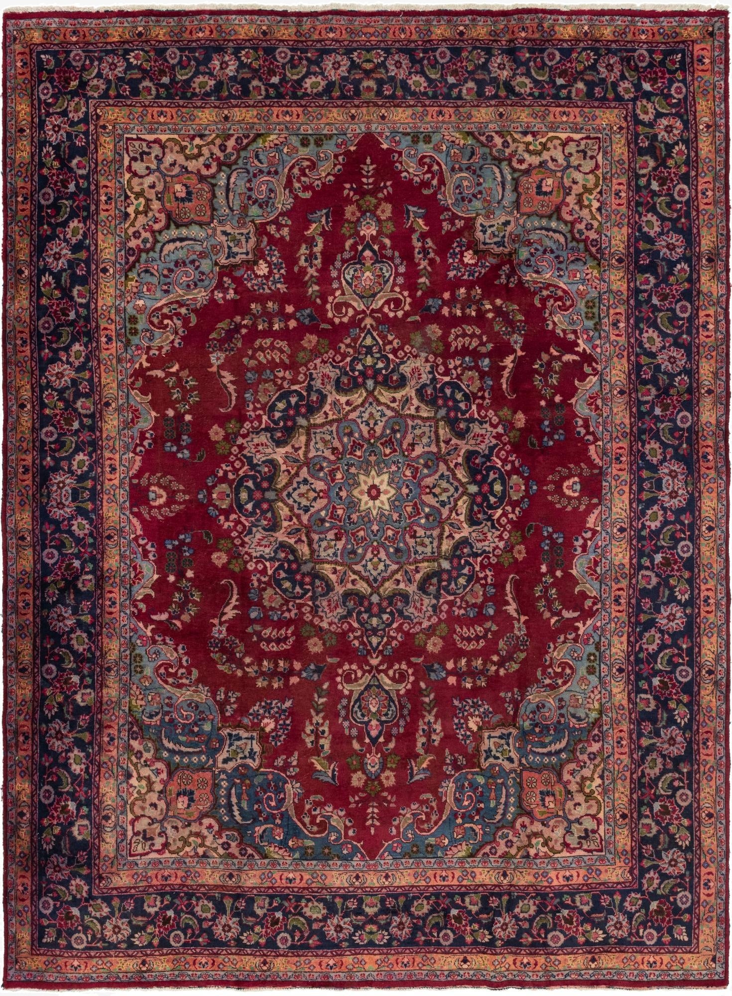 9' 8 x 12' 8  Hand Knotted Mashad Persian Wool Rug