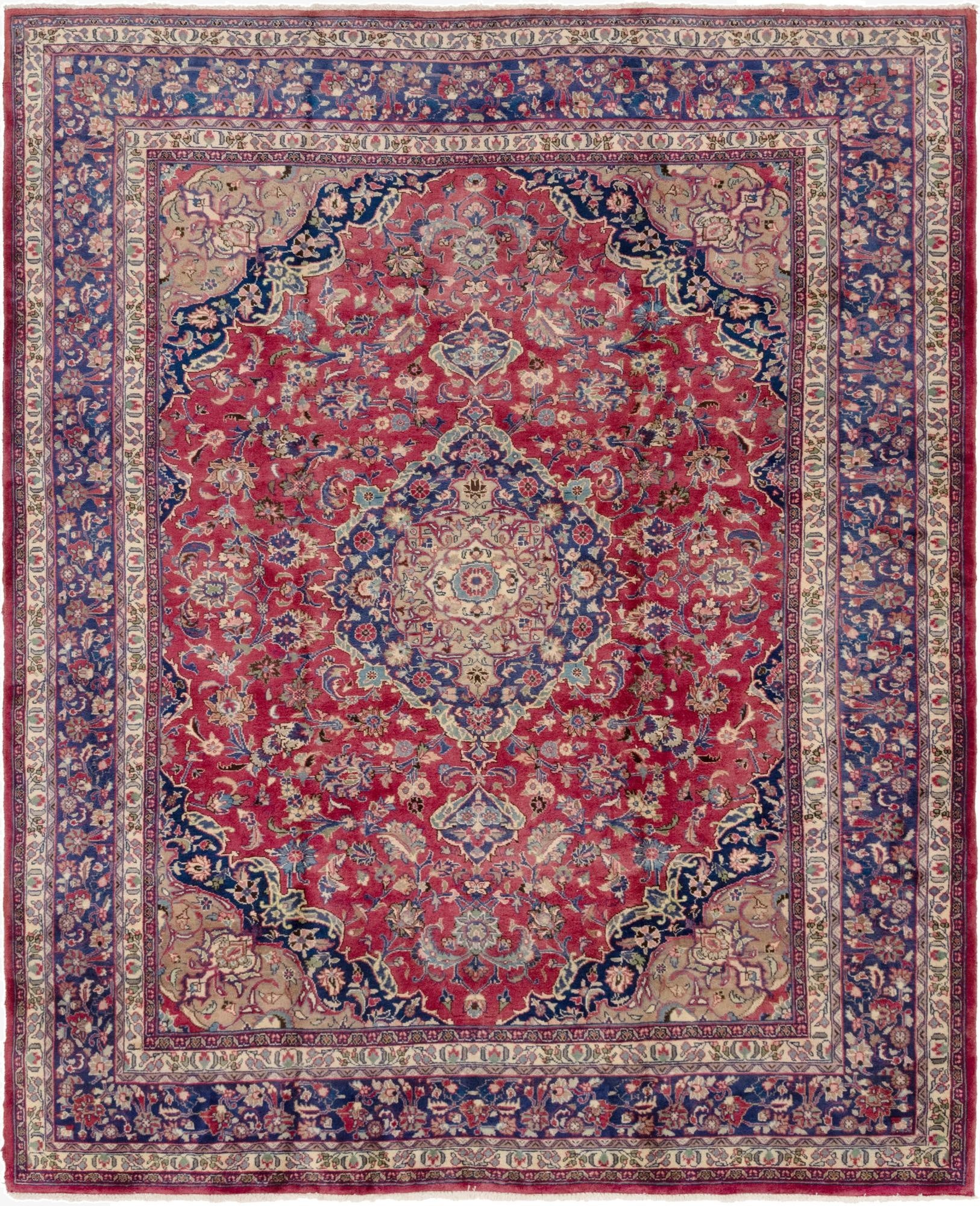 9' 9 x 12' 6  Hand Knotted Mashad Persian Wool Rug