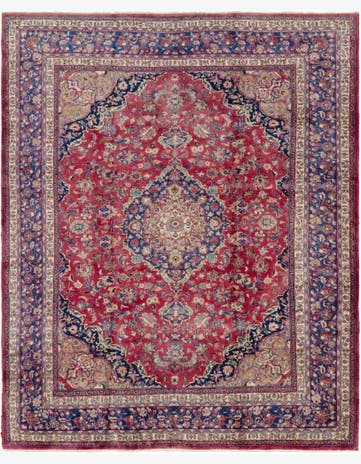 9' 9 x 12' 6 Hand Knotted Mashad Persian Wool Rug