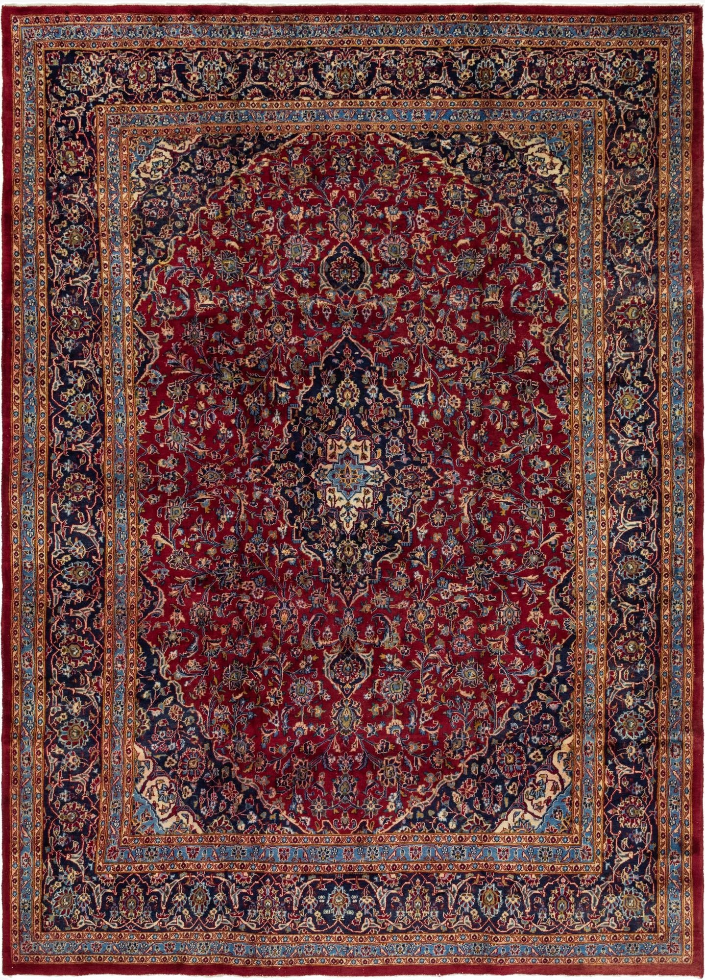 9' 8 x 13'  Hand Knotted Mashad Persian Wool Rug
