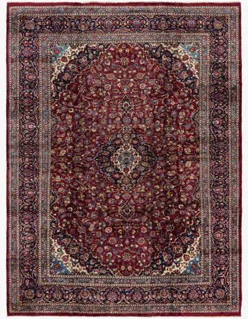 9' 7 x 13' 4 Hand Knotted Mashad Persian Wool Rug