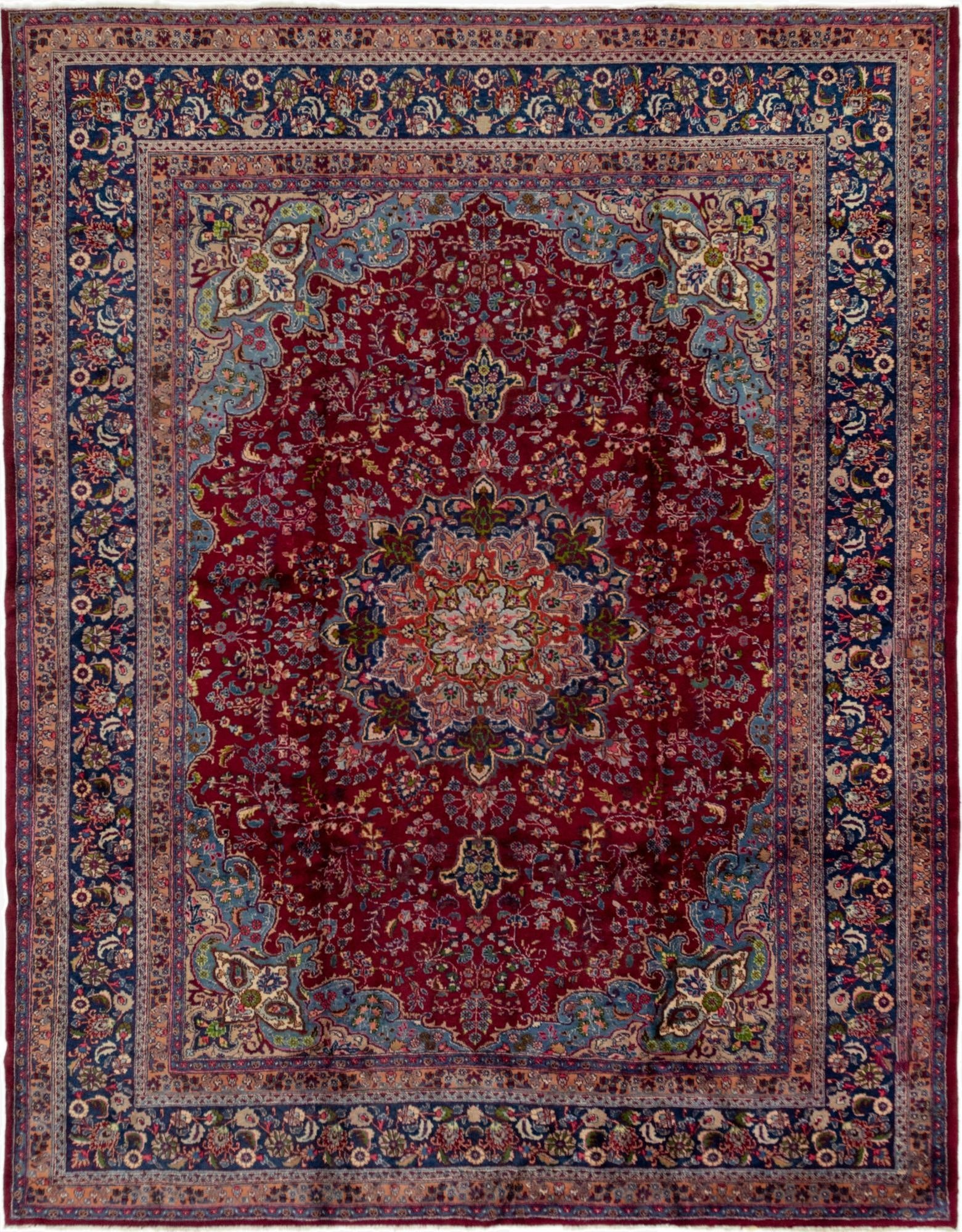 9' 10 x 12' 8  Hand Knotted Mashad Persian Wool Rug