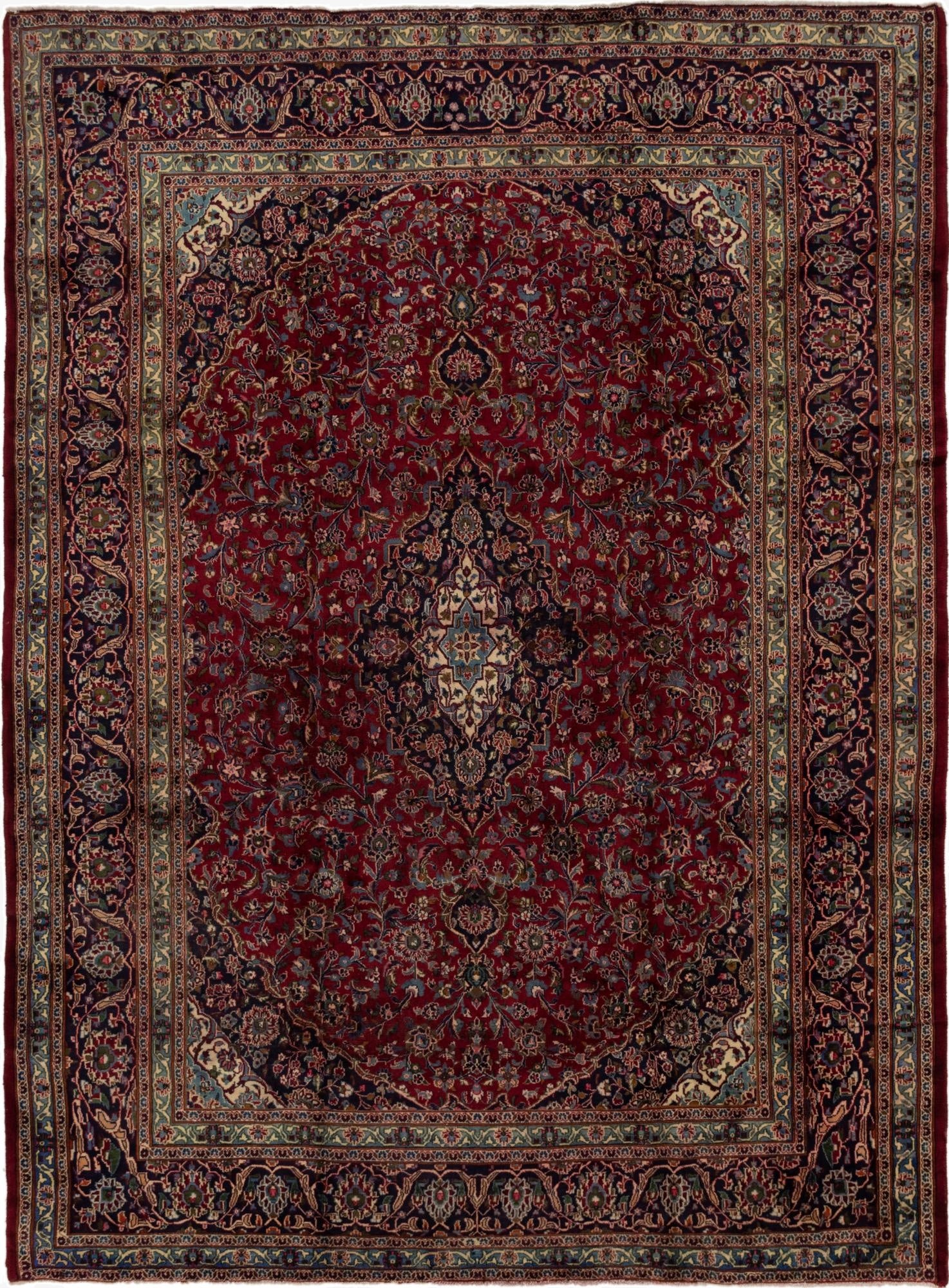 9' 7 x 12' 9  Hand Knotted Mashad Persian Wool Rug