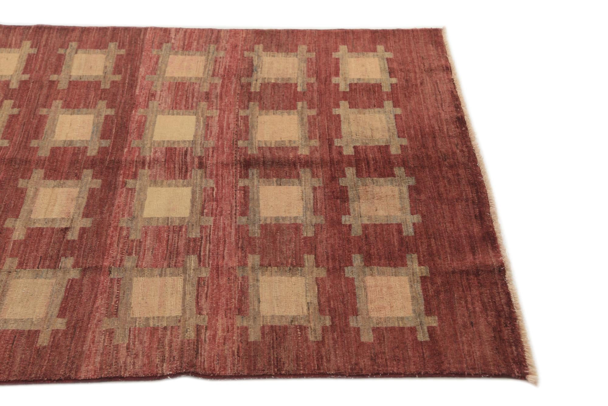 4' x 6' Hand Knotted Modern Tri-Color Rug