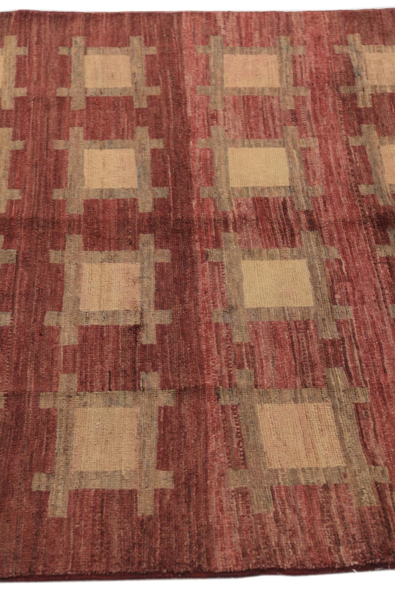 4' x 6' Hand Knotted Modern Tri-Color Rug