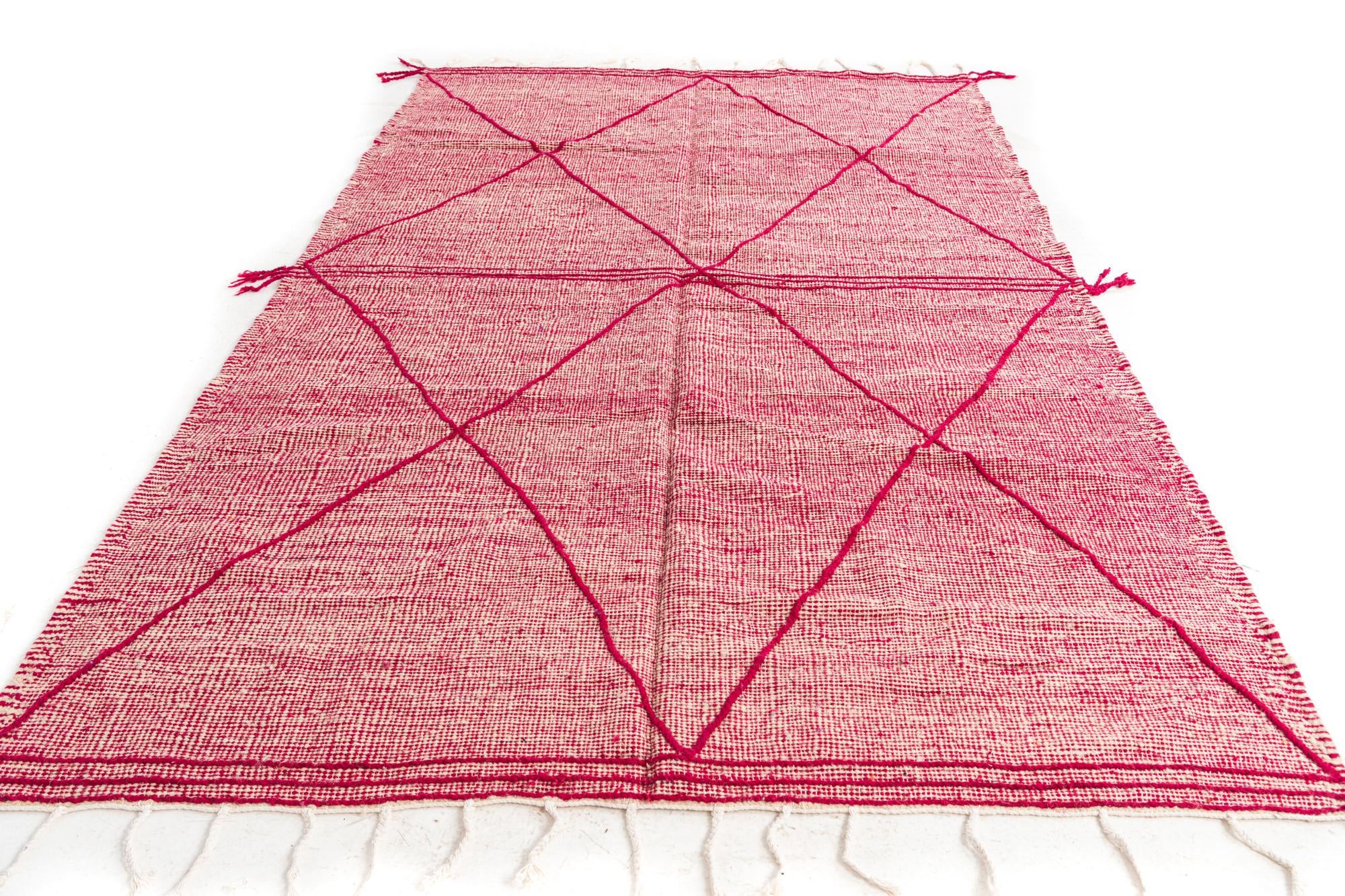 6' 7 x 10' 2 Hand Knotted Moroccan Wool Rug