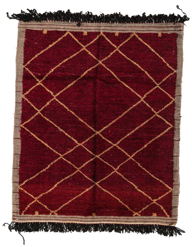Detail image of 4' 1 x 6' 3 Hand Knotted Moroccan Wool Rug