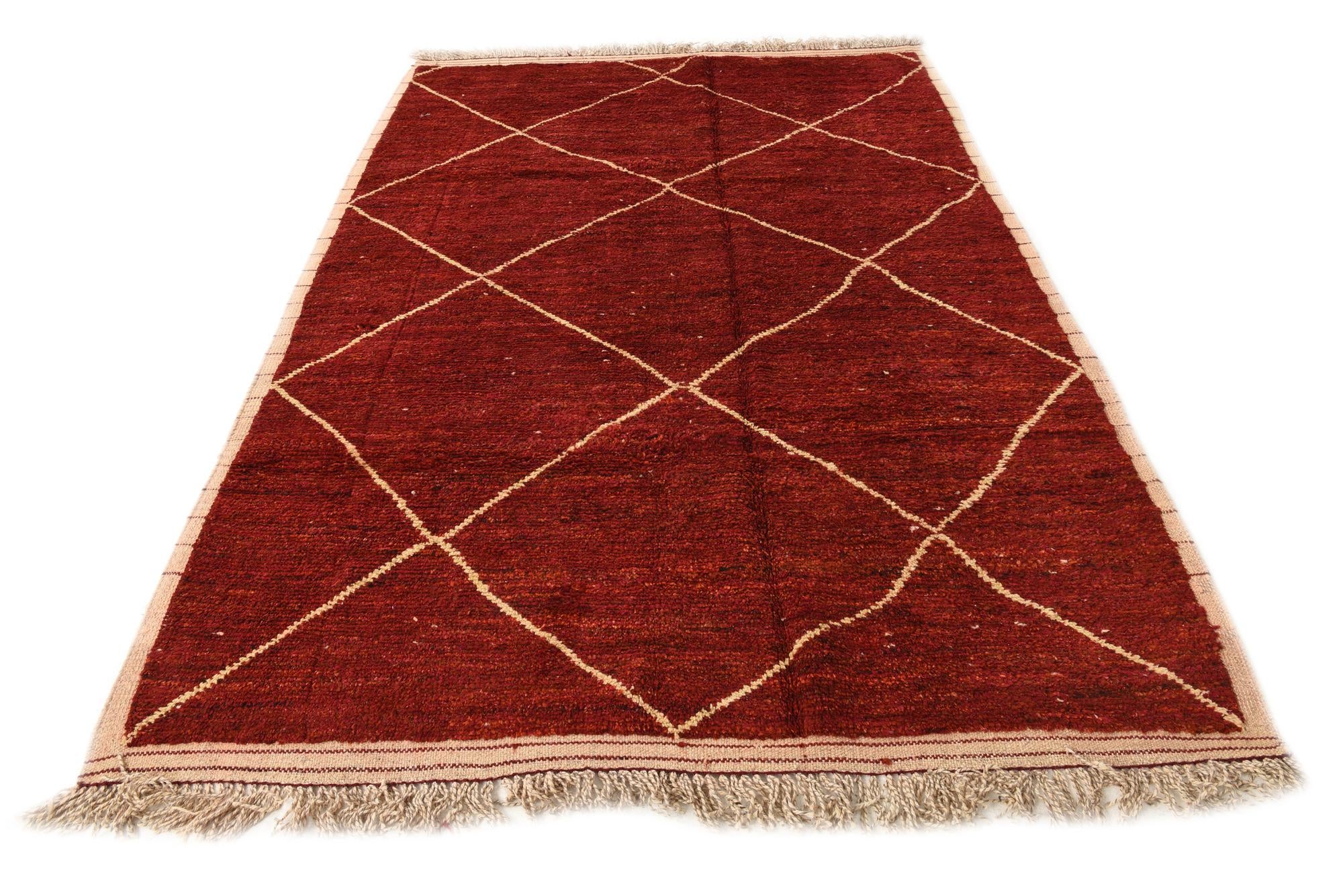 6' 4 x 9' 3 Hand Knotted Moroccan Wool Rug