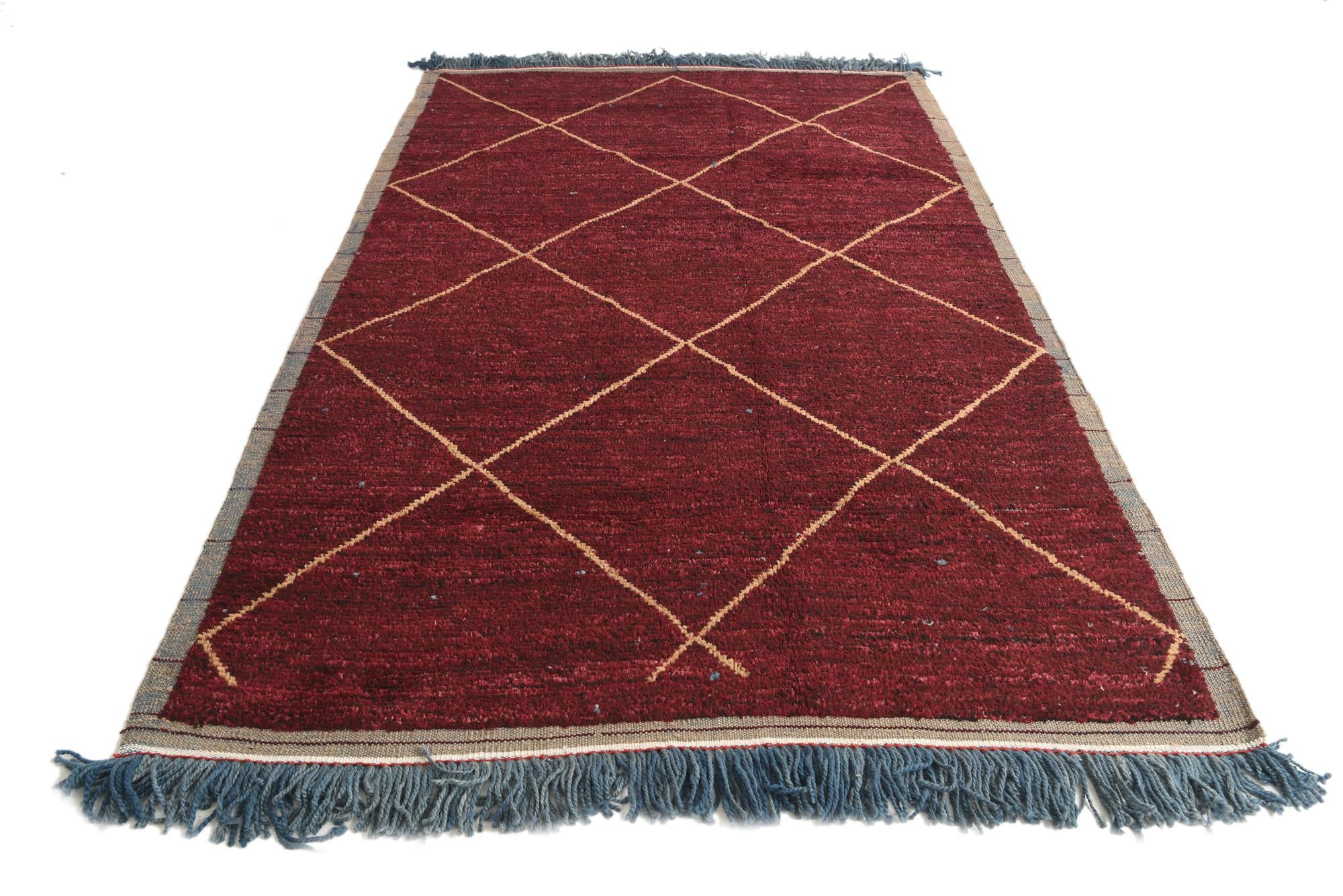 6' 4 x 9' 7 Hand Knotted Moroccan Wool Rug