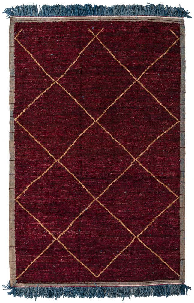 6' 4 x 9' 7 Hand Knotted Moroccan Wool Rug