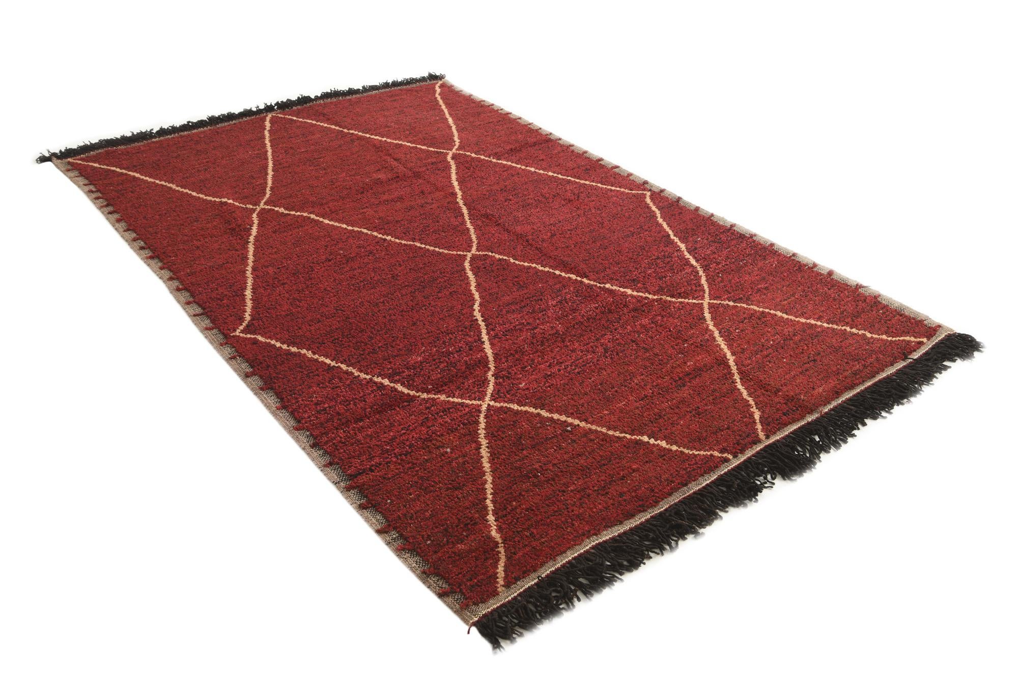 6' 2 x 9' 6 Hand Knotted Moroccan Wool Rug