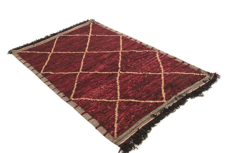 Detail image of 4' 1 x 6' 3 Hand Knotted Moroccan Wool Rug