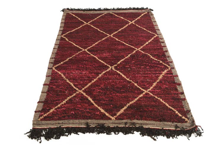 Detail image of 4' 1 x 6' 3 Hand Knotted Moroccan Wool Rug
