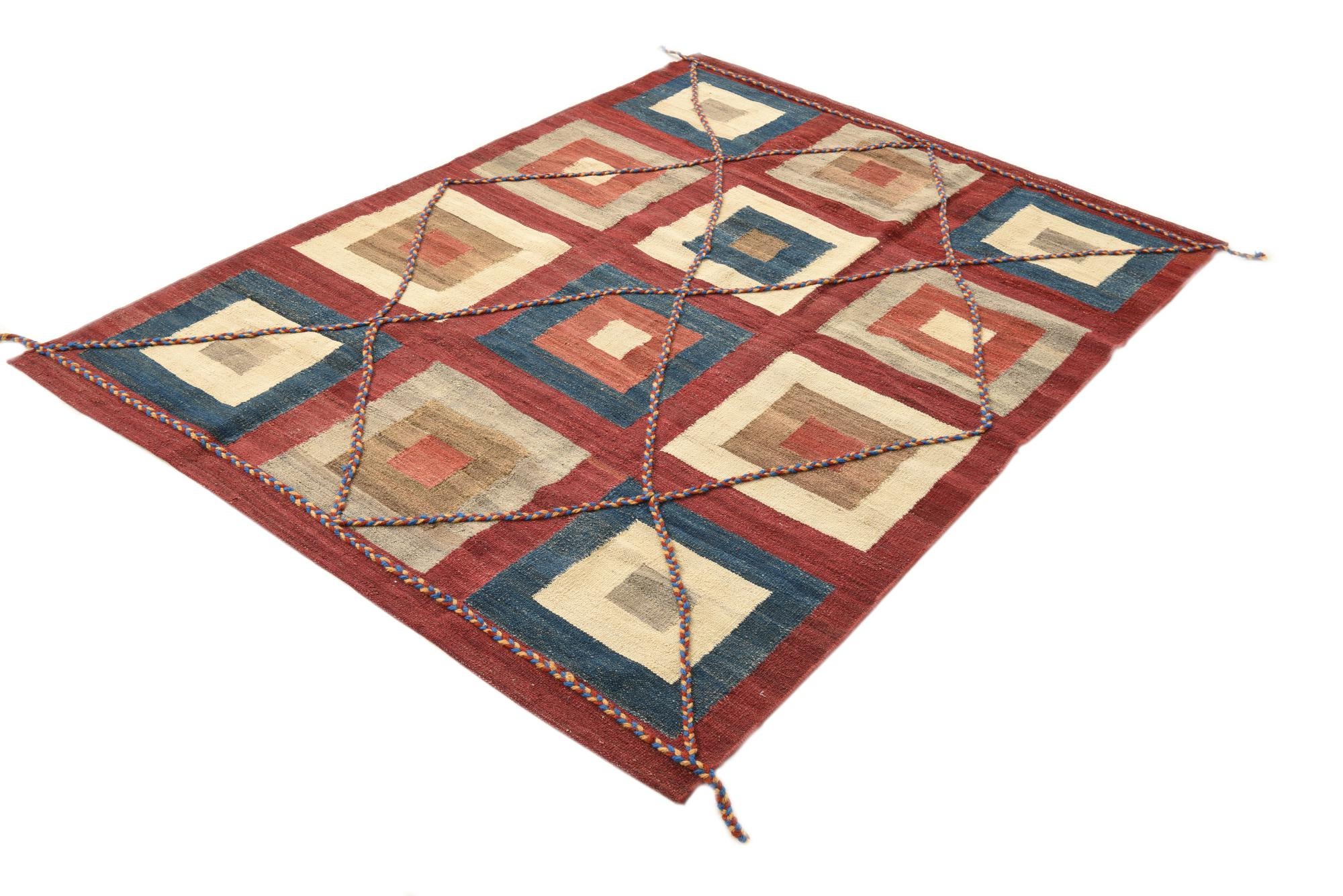 4' 9 x 6' 6 Hand Knotted Moroccan Wool Rug